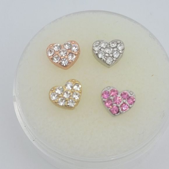 5/$21 🦉 O2 ORIGAMI OWL PINK SILVER GOLD MINI PAVÉ HEART LIVING LOCKET CHARMS - Picture 2 of 3